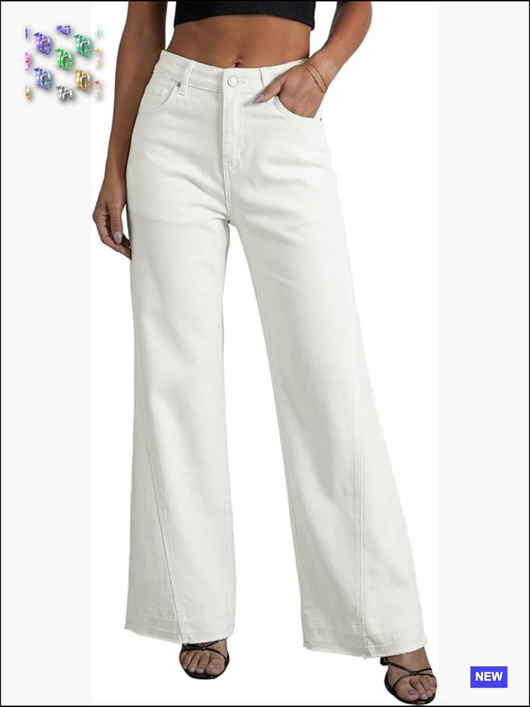 High Waisted Wide Leg Flare Jeans Baggy Raw Hem Denim Pants With Pockets Y2k